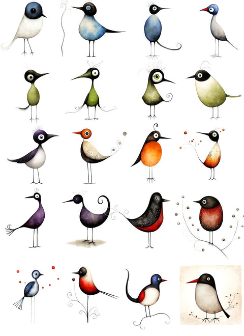 20339 Whimsy Birds 1 – Waterslide Decal for Enamel, Glass & Ceramic