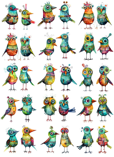 20340 Whimsy Birds 2 – Waterslide Decal for Enamel, Glass & Ceramic