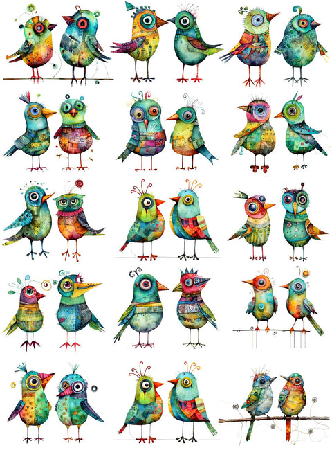 20342 Whimsy Birds 4 – Waterslide Decal for Enamel, Glass & Ceramic