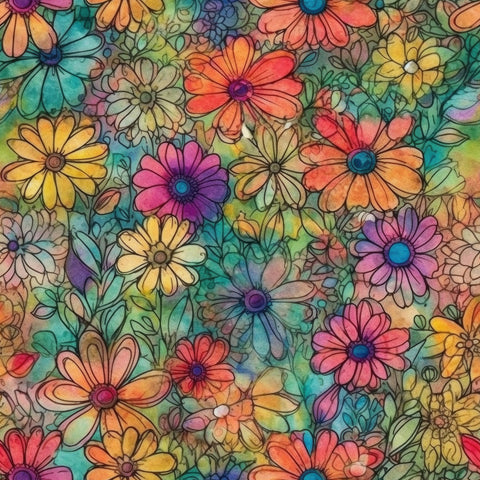 20416 Hippie Flowers 2 – Waterslide Decal for Enamel, Glass & Ceramic