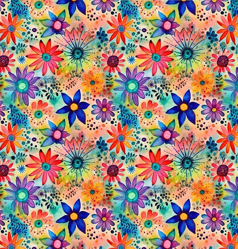 20254 Watercolor Hippie Floral – Waterslide Decal for Enamel, Glass & Ceramic