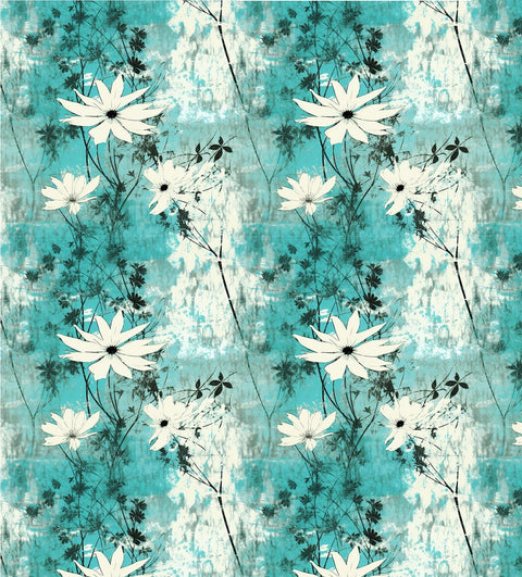 20424 Turquoise Flowers – Waterslide Decal for Enamel, Glass & Ceramic