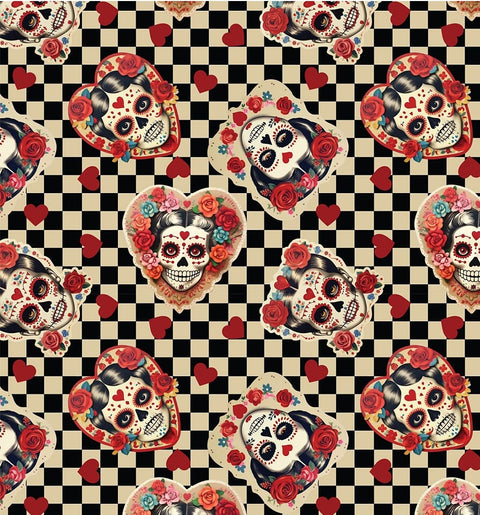 20399 Checkered Day of the Dead Skulls – Waterslide Decal for Enamel, Glass & Ceramic