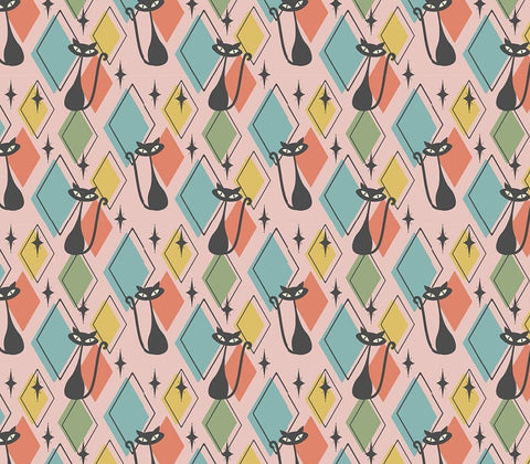 20366 Mid-Century Modern Atomic Cats 1 – Waterslide Decal for Enamel, Glass & Ceramic