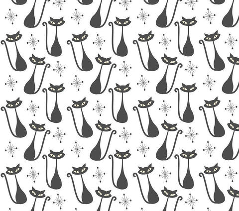 20358 Mid-Century Modern Atomic Cat & Stars – Waterslide Decal for Enamel, Glass & Ceramic