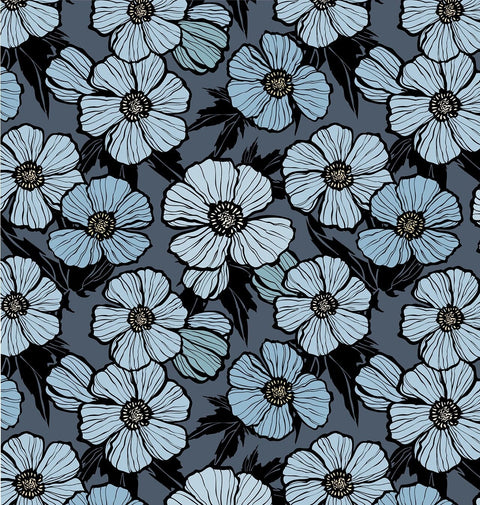 20442 Blue Poppies – Waterslide Decal for Enamel, Glass & Ceramic
