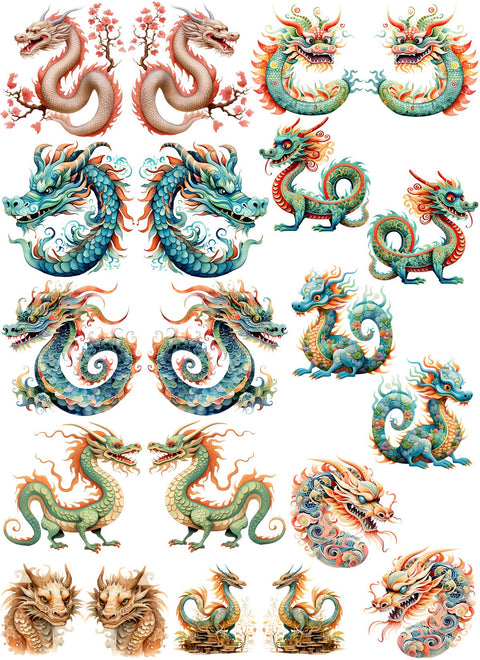20262 Dragon Earring Pairs – Waterslide Decal for Enamel, Glass & Ceramic
