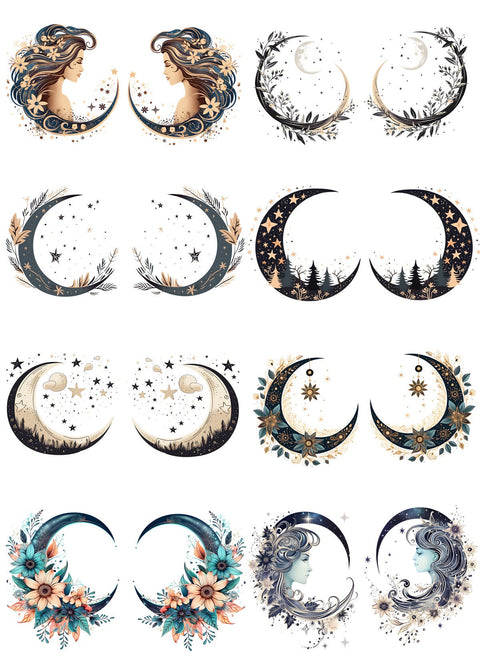 20275 Crescent Moon Earring Sets 1 – Waterslide Decal for Enamel, Glass & Ceramic