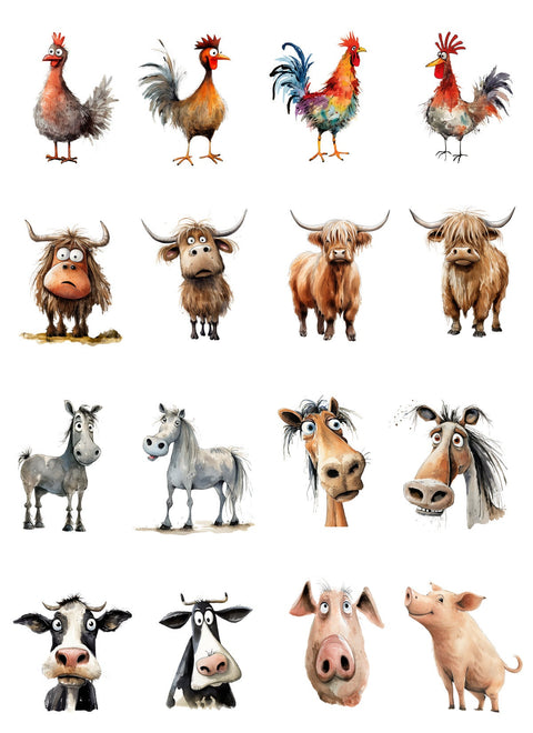 20280 Quirky Farm Animals – Waterslide Decal for Enamel, Glass & Ceramic
