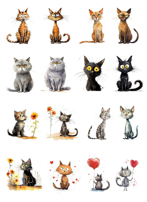 20309 Cat Earring Sets 1 – Waterslide Decal for Enamel, Glass & Ceramic