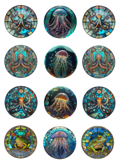 20330 Stained Glass Sea Life – Waterslide Decal for Enamel, Glass & Ceramic