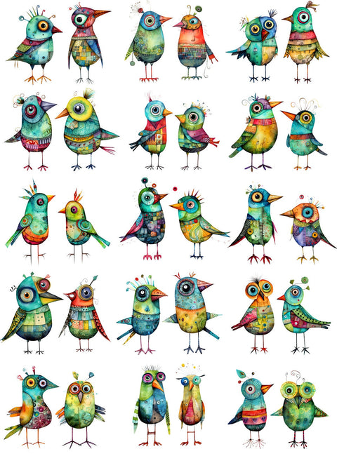 20341 Whimsy Birds 3 – Waterslide Decal for Enamel, Glass & Ceramic