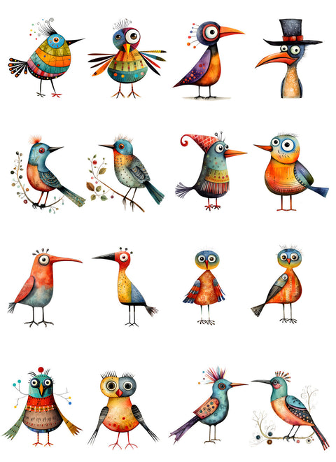 20345 Quirky Birds – Waterslide Decal for Enamel, Glass & Ceramic