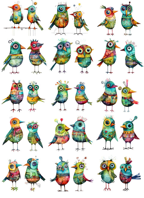 20343 Whimsy Birds 5 – Waterslide Decal for Enamel, Glass & Ceramic