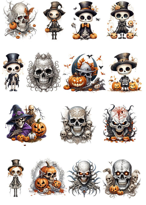 20506 Halloween Skulls and Ghoul's – Waterslide Decal for Enamel, Glass & Ceramic