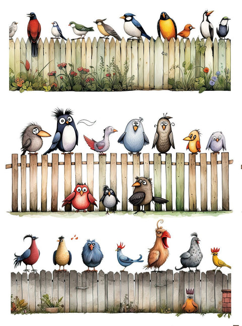 20516 Birds on a Fence – Waterslide Decal for Enamel, Glass & Ceramic