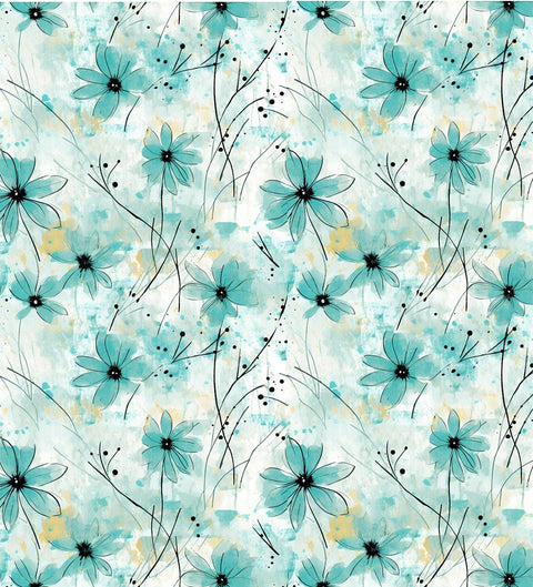 20519 Delicate Turquoise Flowers – Waterslide Decal for Enamel, Glass & Ceramic