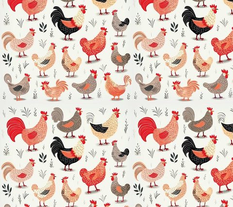 20360 Chickens 1 – Waterslide Decal for Enamel, Glass & Ceramic