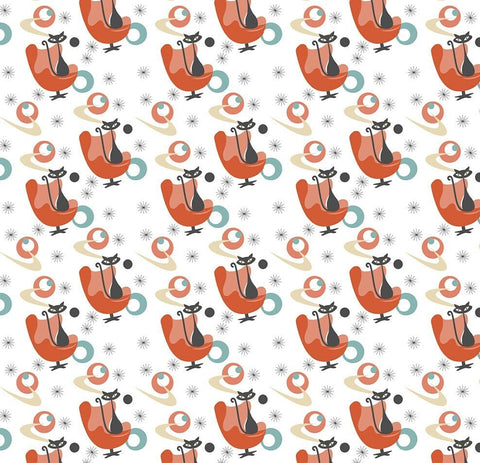 20357 Mid-Century Modern Atomic Cat 2 – Waterslide Decal for Enamel, Glass & Ceramic