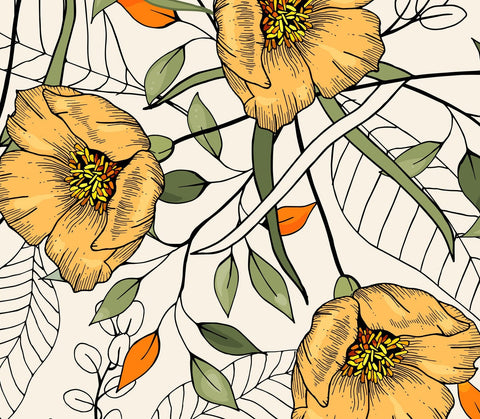 20299 Retro Flowers and Ink – Waterslide Decal for Enamel, Glass & Ceramic