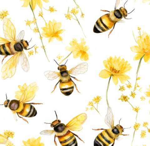 20297 Bees and Flowers – Waterslide Decal for Enamel, Glass & Ceramic