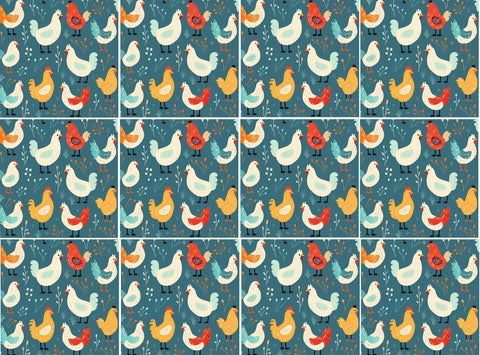 20361 Chickens tiles 2 – Waterslide Decal for Enamel, Glass & Ceramic