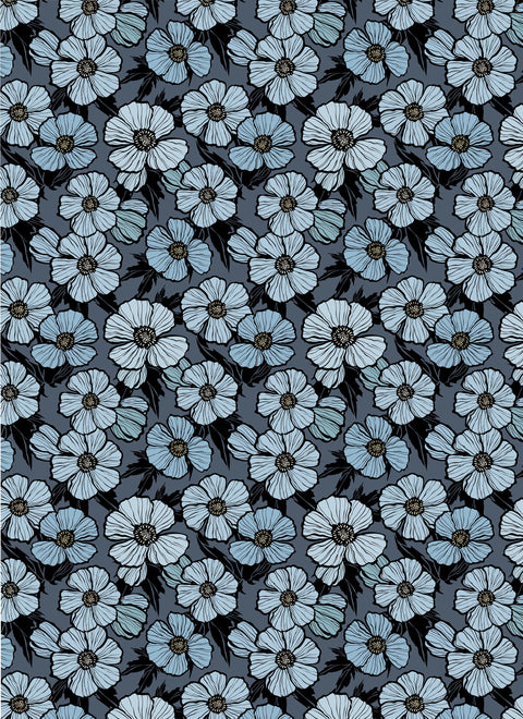 20442 Blue Poppies – Waterslide Decal for Enamel, Glass & Ceramic