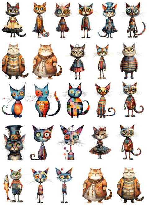 20445 Silly Cats – Waterslide Decal for Enamel, Glass & Ceramic