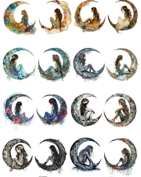 20539 Girl on the Moon – Waterslide Decal for Enamel, Glass & Ceramic