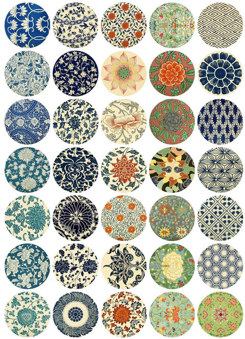 20456 Vintage Chinese Art Circles – Waterslide Decal for Enamel, Glass & Ceramic
