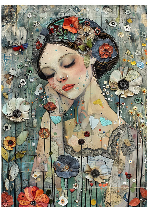 20556 Mixed Media Tile Design Enamel Decals, enamel supplies, ceramic decals, fusible decal, glass decals, 20556D