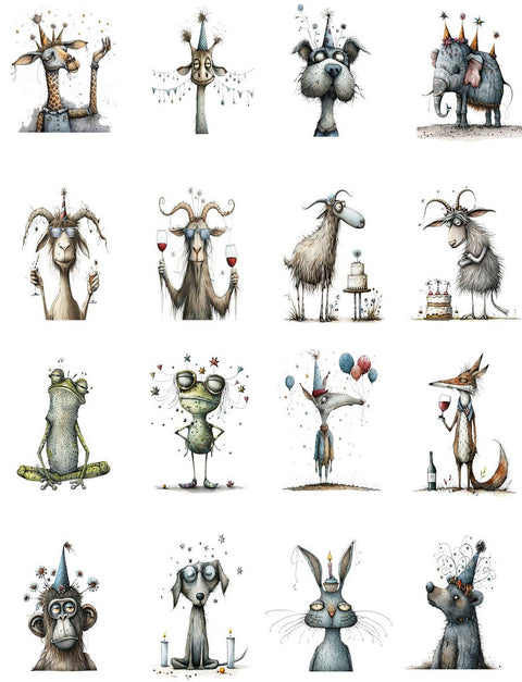 20582 Party Animals Earring Sets – Waterslide Decal for Enamel, Glass & Ceramic