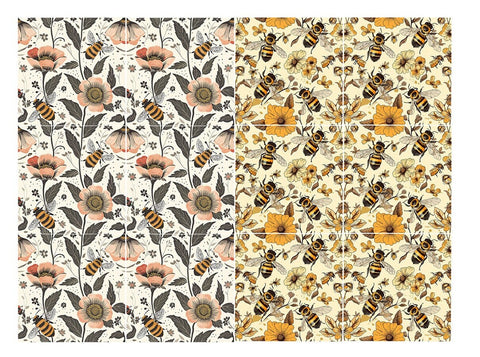 20522 Bees and Flowers Tiles – Waterslide Decal for Enamel, Glass & Ceramic