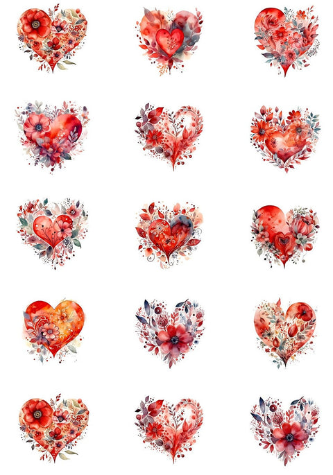 20526 Flower Heart Tiles – Waterslide Decal for Enamel, Glass & Ceramic