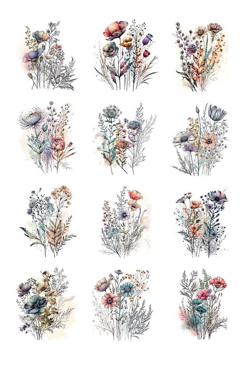 20527 Wild Flowers Tiles – Waterslide Decal for Enamel, Glass & Ceramic