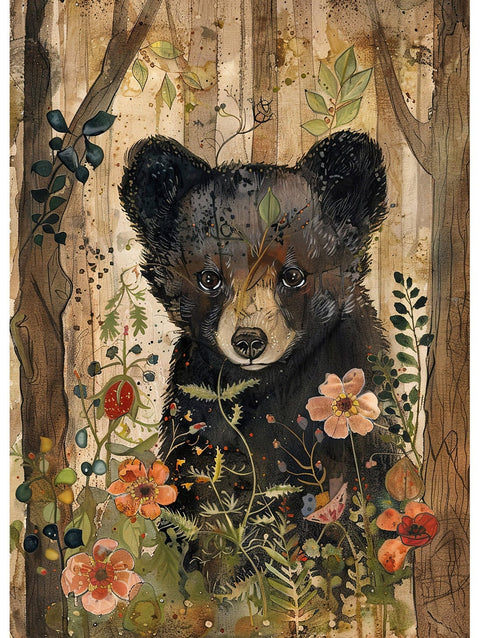 20617 Lil' Bear Mixed Media Tile Design Enamel Decals, enamel supplies, ceramic decals, fusible decal, glass decals, 20617A