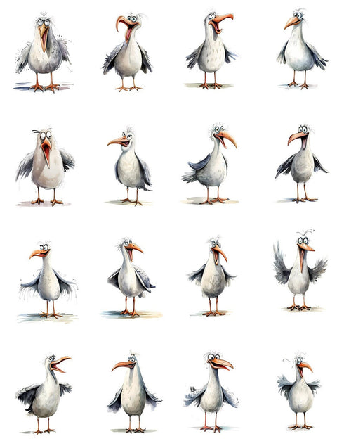 20547 Quirky Sea Gulls – Waterslide Decal for Enamel, Glass & Ceramic