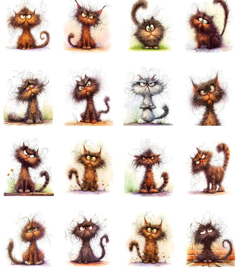 20568 Grumpy Cats 2 Earring Sets – Waterslide Decal for Enamel, Glass & Ceramic