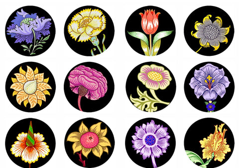 20593 Vintage Flower Circles 1 – Waterslide Decal for Enamel, Glass & Ceramic