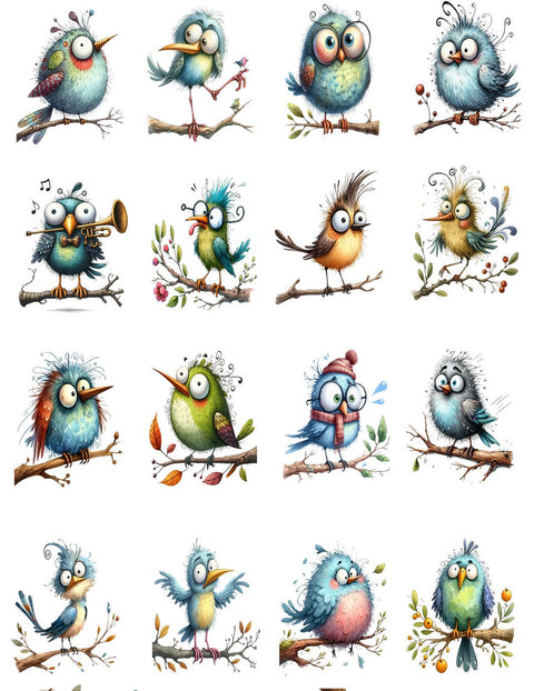 20612 Funny Birds Earring Sets – Waterslide Decal for Enamel, Glass & Ceramic