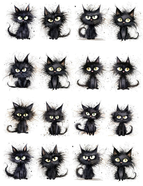 20623 Quirky Black Cats Earring Sets – Waterslide Decal for Enamel, Glass & Ceramic