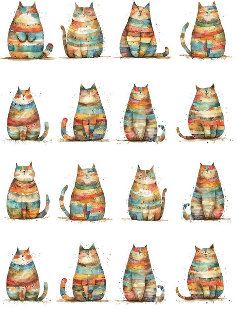 20629 Fat Cats 2 Earring Sets – Waterslide Decal for Enamel, Glass & Ceramic