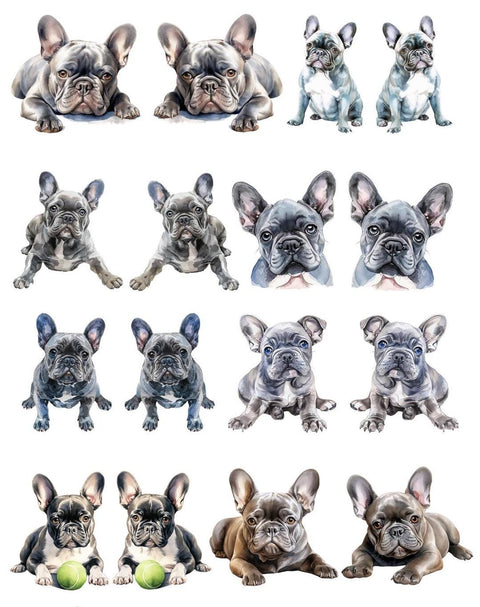 20640 Grey French Bulldogs Earring Sets – Waterslide Decal for Enamel, Glass & Ceramic
