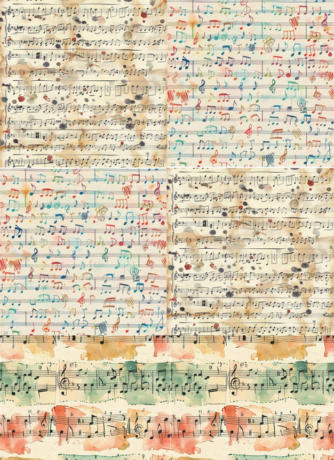 20647 Vintage Music Sheet Tiles – Waterslide Decal for Enamel, Glass & Ceramic