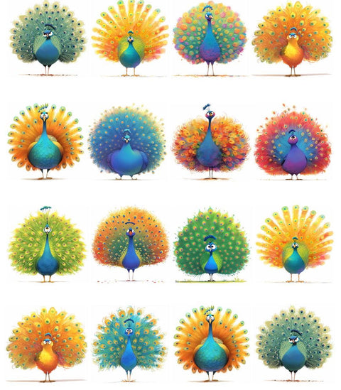 20661 Silly Peacocks – Waterslide Decal for Enamel, Glass & Ceramic