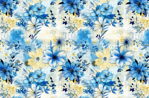 20670 Blue Yellow Floral – Waterslide Decal for Enamel, Glass & Ceramic
