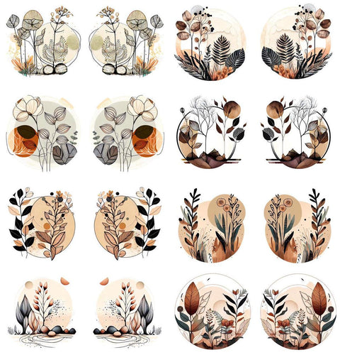 20681 Boho Flower Earring Circles – Waterslide Decal for Enamel, Glass & Ceramic