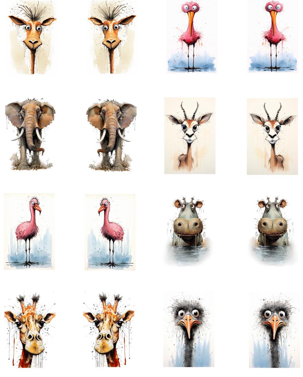 20684 Quirky Safari Animal Sets 2 – Waterslide Decal for Enamel, Glass ...