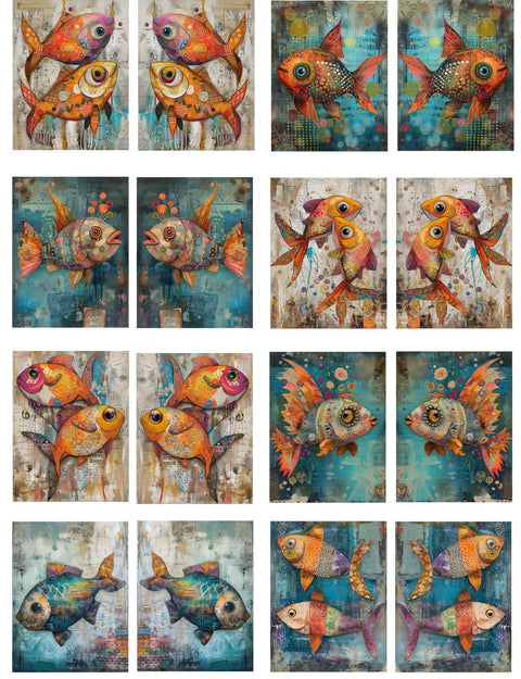 20641 Fishy Mixed Media Earring Sets – Waterslide Decal for Enamel, Glass & Ceramic