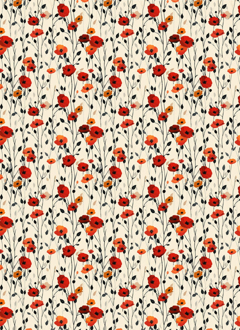 20698 Poppy Floral – Waterslide Decal for Enamel, Glass & Ceramic